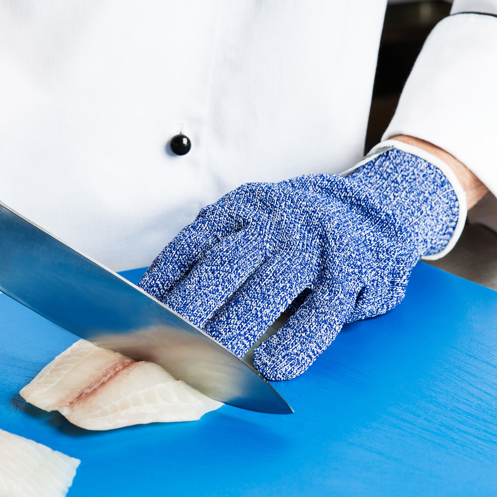 Guante antimicrobial para corte ambidiestro azul - San Jamar