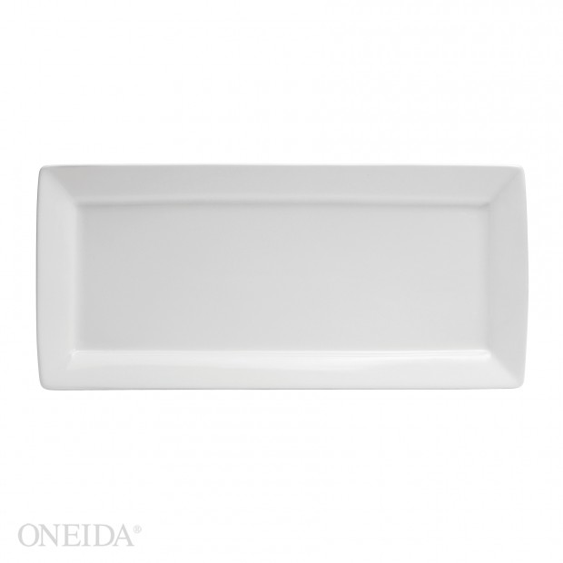 Plato Rectangular Europeo de Porcelana Fina Blanco Brillante, 36.8 cm (Outlet) - Oneida