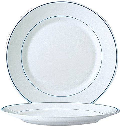 Plato redondo filete delft blanco 25.4 cm templado (Outlet) - Arcoroc