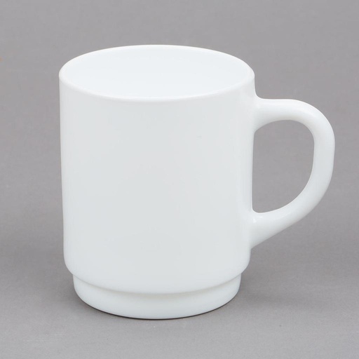 Mug Blanco de Vidrio Templado, 8 1/4 oz - 8.9x7.2 cm - Arcoroc