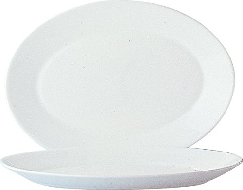 [P3967] Plato Ovalado Blanco de Vidrio Templado Restaurante, 29.0 x 21.4 cm - Arcoroc