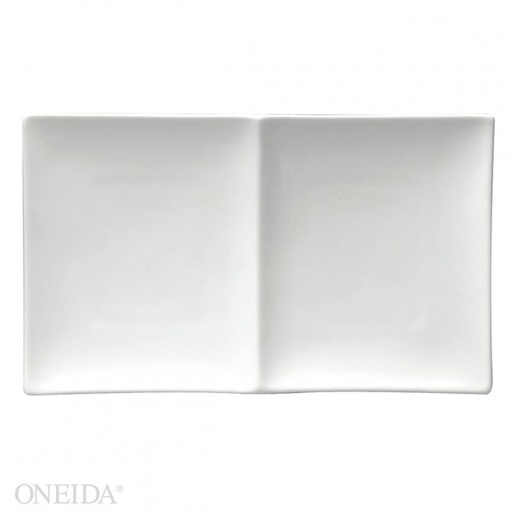 [F8010000894-O] Plato rectangular 2 compartimientos porcelana 29.8x17.5 cm blanco brillante (Outlet) - Oneida